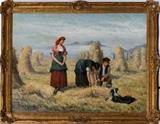 Lot#2100, FREDERICK GERALD KINNAIRD, OIL ON CANVAS, 28" X 40", "GLEANERS" ACTIVE 1864-81,Signed lower left. Good frame. Frederick Gerald Kinnard, British artist active 1864 - 1881.
