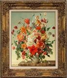 Lot#2103, FRANZ X. WOLF (AUSTRIAN 1896-1990), OIL ON BOARD, 27'' X 22'', FLORAL STILL LIFE,Signed lower right. Gilt wood frame. Floral still life with butterfly and bugs. Vibrant.