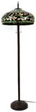Lot#2183, TIFFANY STYLE LEADED GLASS, TWO-LIGHT FLOOR LAMP H 63", DIA 18"The modern lamp has a multi-colored floral and vine design.