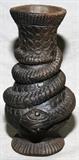 Lot#2276, CHINESE BLACK POTTERY VASE, H 6 1/4"Vase with snake coiled around neck.
