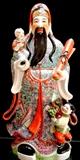 Lot#2283, CHINESE PORCELAIN FIGURE, GUAN YU H 29'' L 14''on glass stand with etched tree. H. 39'', l. 20''