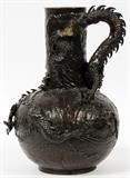 Lot#2286, JAPANESE BRONZE DRAGON VASE, H 12"Bottom mark. As is.