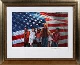 Lot#2478, AFTER PAUL COLLINS, ARTIST PROOF, FREEDOM, 14" X 23"Signed lower right. Framed and matted under glass. Copy of original in Federal Building. H 14 1/2" X W 23 1/4"