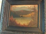 Hudson River School oil on canvas needing repair and in a fabulous original frame!