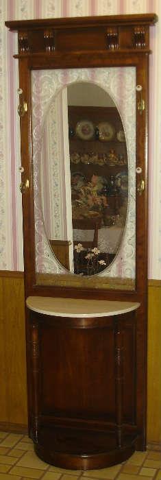 Mirrored hall tree with marble