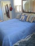 Queen bed frame and all bedding/ extra coverlet, Large Pennsylvania House mirror behind bed goes with Pennsylvania House dresser