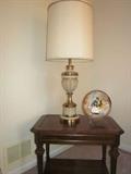 Vintage Stiefel Lamp, Royal Doulton  Plate, Side tables with matching coffee table.