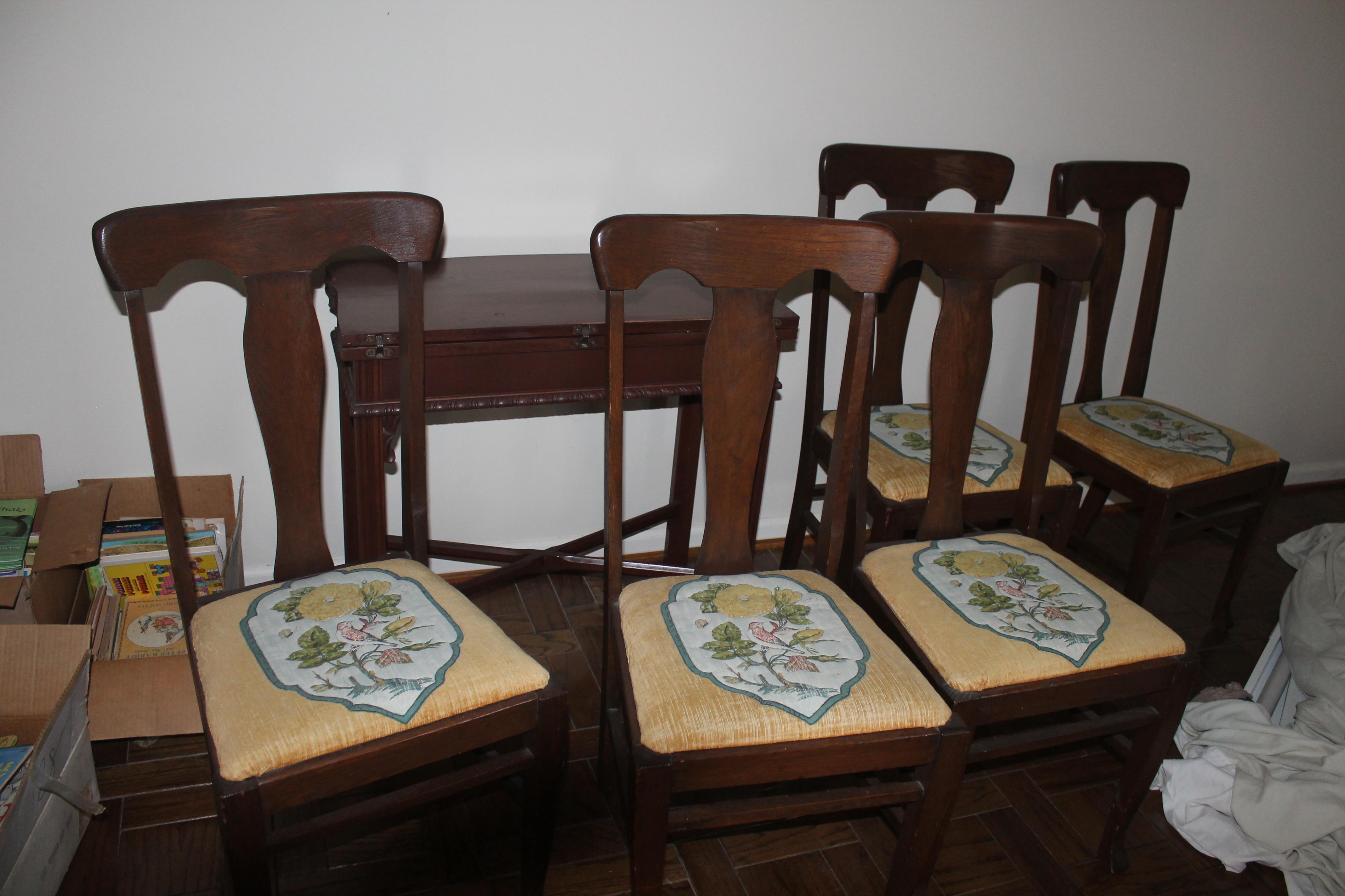set of six chairs, and a flip top game table