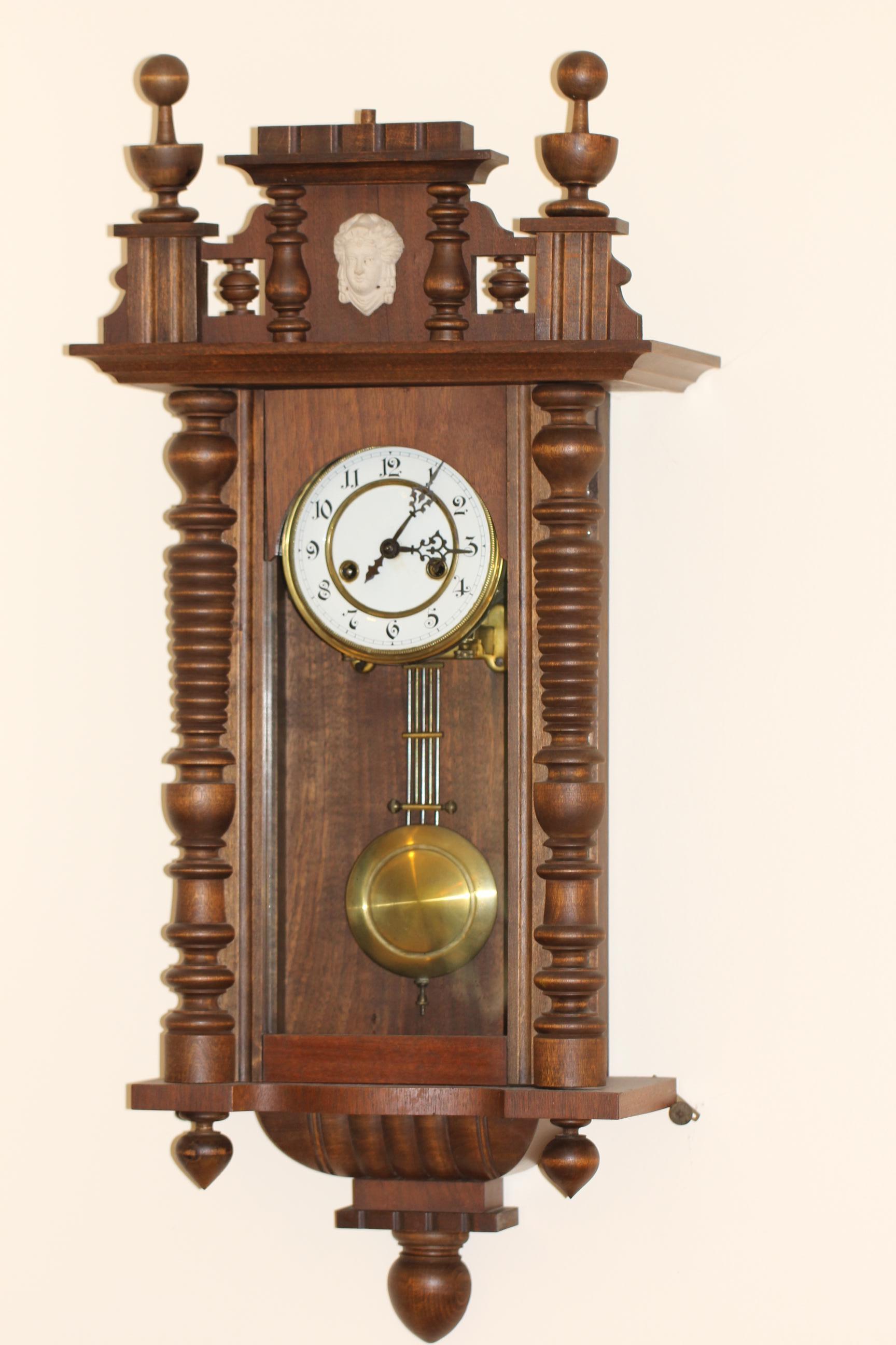 antique clock w/porcelain dial, figurehead