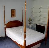 1960's  four poster bed - 3/4 size - includes wood canopy,   new 3/4 mattress and bedskirt and canopy curtain. 