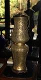 Oriental pieced work brass table lamp 