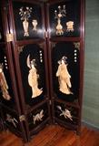 Late 19th century Antique Chinese lacquer 4 panel screen 