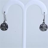 Pair of estate James Avery sterling silver sand dollar earrings: lever-backs, 1 3/16", 2.8 gms