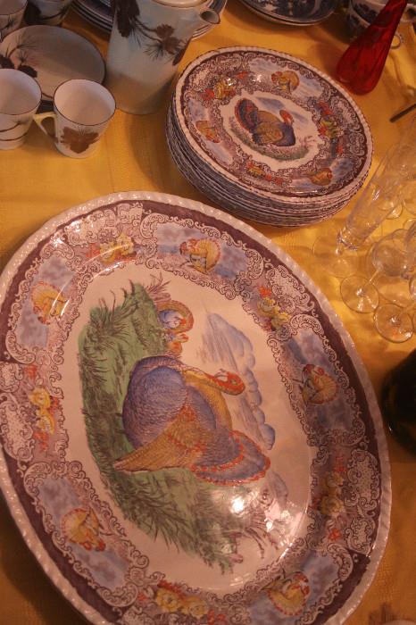 Antique Staffordshire plates and platter