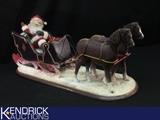 Antique/Vintage Santa on Wood Sleigh Pulled by Horses
