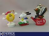 3 Character Ornaments Snoopy, Pepe Le Pew, and Yellow M&M
