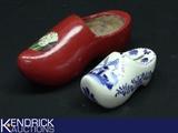 Authentic Dutch Wooden Shoe and Ceramic Dutch Shoe Bank 
