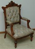 Eastlake Parlor Chair,New Upholstery in the 80s and then never sat on.41" tall,24" wide and the seat is 18" across.$275