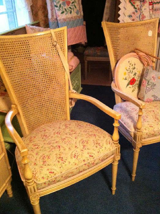                               2 upholstered French chairs