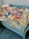 blue wicker settee