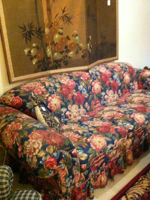                                       Asian screen & floral sofa