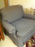                                     blue & white checked chair