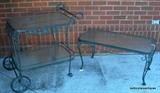 Black Metal and Glass Cart, table, chairs and Large picnic table also not in photo