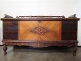 Lane Cedar Chest with Inlay Veneer Facade. Measures 48"w. x 27"h. x 20"d.
