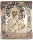 Large Silver and Enamel Russian Icon