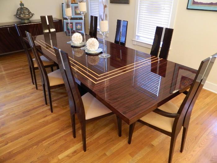 Costantini Pietro MODERN - Contemporary Dining Room Suite Sold by Ello Chicago, Illinois Made in ITALY- Table with 2 End Leaves, 8 Chairs, China Cabinet and Buffet