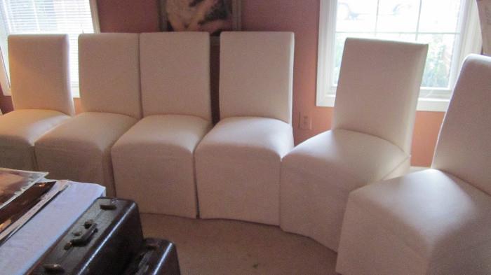 6 beautiful white matching parsons chairs