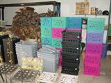 Many storage cubes & rubbermaid covered bins.