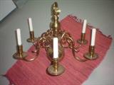 Solid Brass Chandelier. Originally for candles. Electrified at some point.