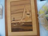 Inlaid wood picture.