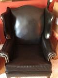 Leather wingback chair