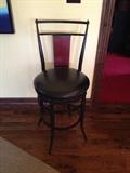 Metal w Wood Accent, Cushioned Seat,  Swivel Stool 