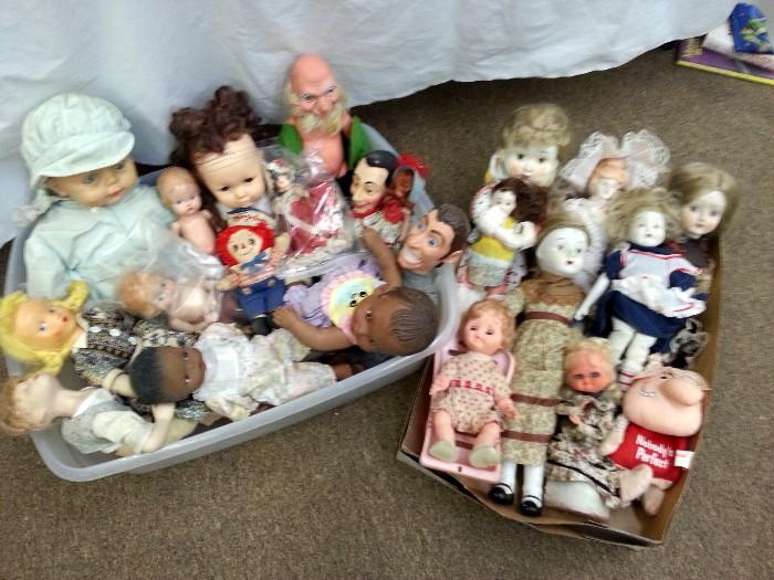 Collection of antique dolls and porcelain dolls