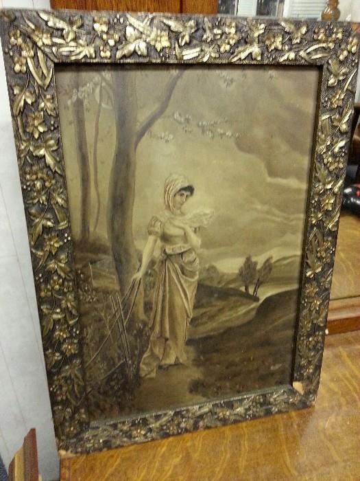 Painting from the 1800s on wood and elegantly framed.  It is a must see. 