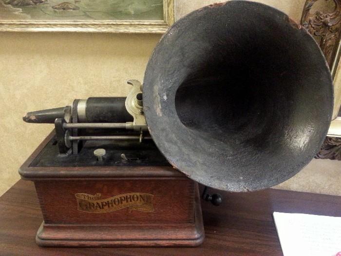 Graphophone over 100 years old.  This is a rare find in this condition.  It works and is priced under $300.