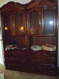 2 of the 3 pc vintage Drexel bookcase/secretary