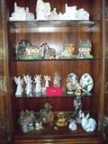 Mini painted and unpainted houses. Dresden Nippon angels.  Misc collectables/figurines.