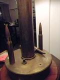 tall and heavy, trench art lamp