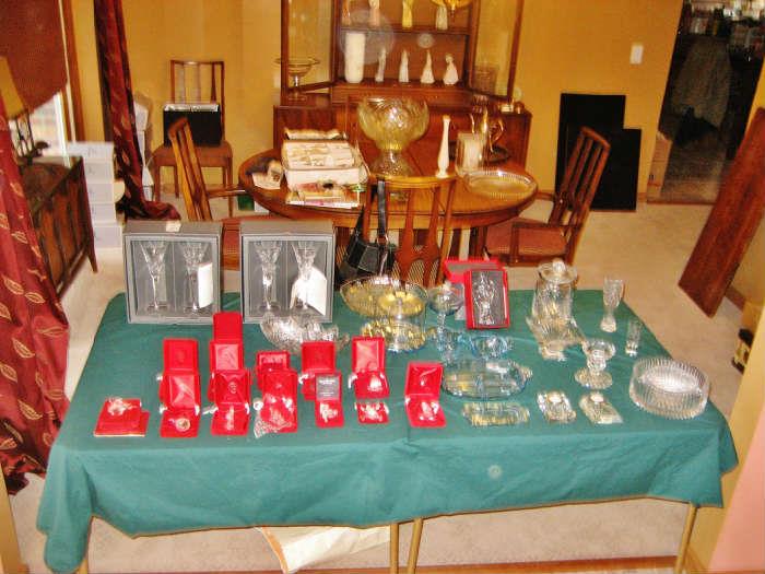 Waterford crystal--12 Days of Christmas, Baccarat angel, several Waterford pieces, Lladro figurines (in China cabinet) collectibles