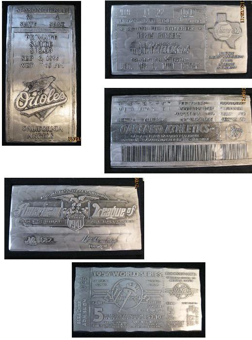 Commemorative Hand Forged Metal Ticket’s.  Made of forged aluminum - Dimensions: 6" H x 3" W x 1" D