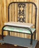 Iron Bed Bench w/Ornate Back