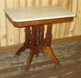 Victorian Walnut Marble Top Parlor Table