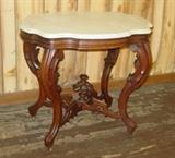 Victorian Walnut Marble Turtle Top Table