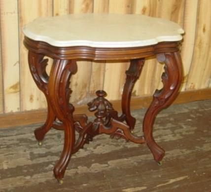 Victorian Walnut Marble Turtle Top Table