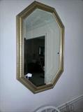 Octagon shape, gold frame mirror