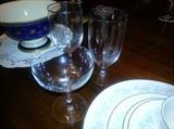 Silver/platnium rim crystal stemware by Fostoria